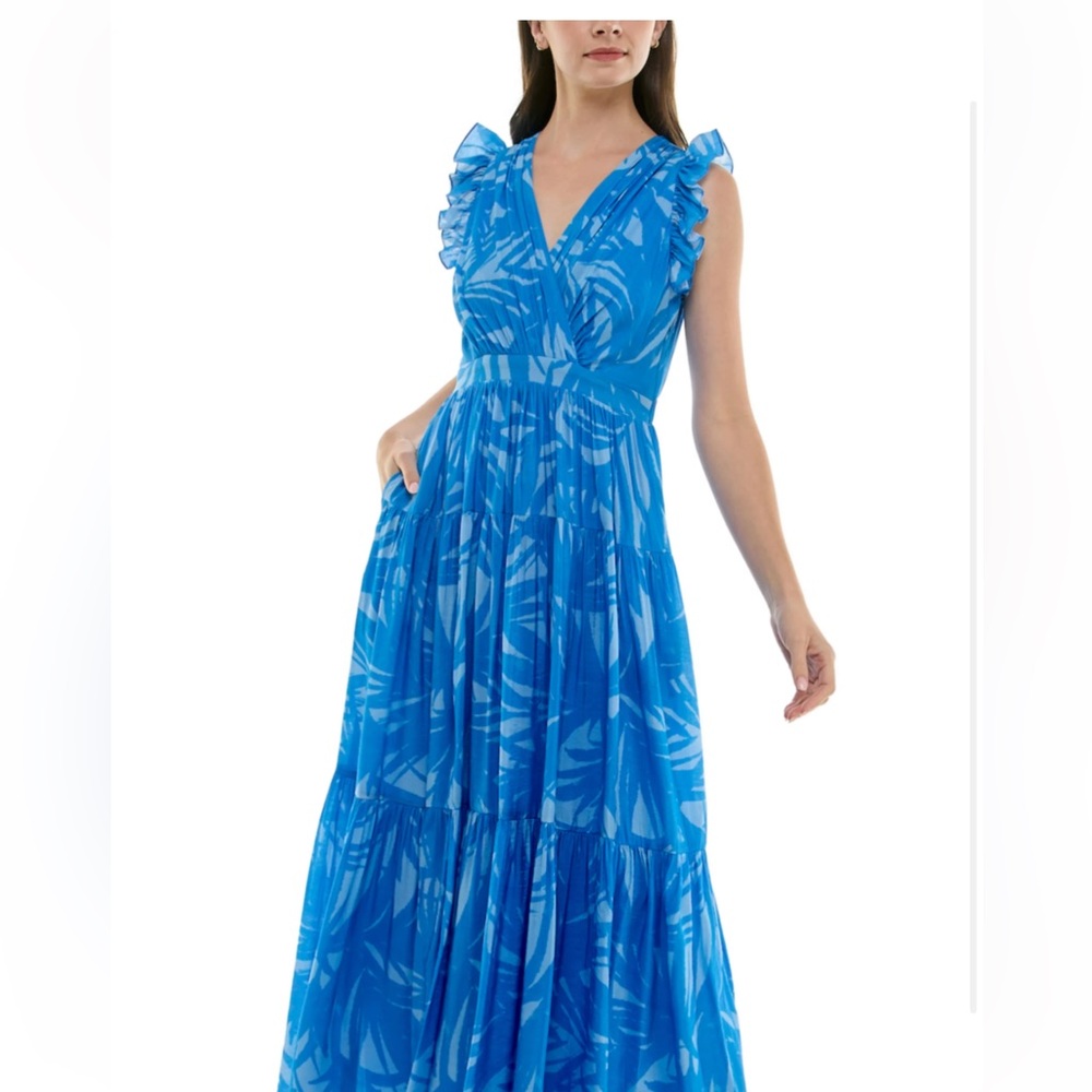 Taylor Flutter Sleeve Tiered Maxi Dress size 6